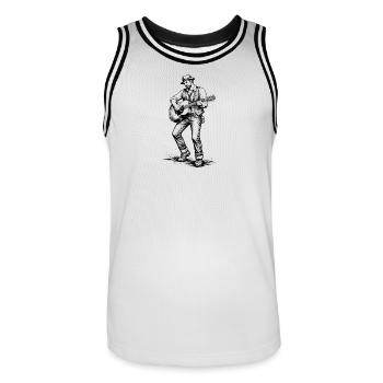 Vintage Gitarrist Noir Illustration - Männer Basketball-Trikot - Weiß/Schwarz - Vorne - AI Model Male 185 dark (185cm)