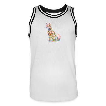 Fuchs Silhouette Blumen - Männer Basketball-Trikot - Weiß/Schwarz - Vorne - AI Model Male 185 dark (185cm)
