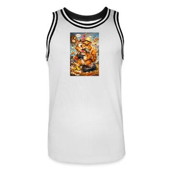 Crazy moment in the cat's kitchen - Men's Basketball Jersey - white/black - Front - AI Model Male 185 dark (185cm)