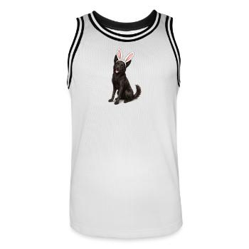 Chien noir aux oreilles de lapin - Maillot de basket Homme - blanc/noir - Devant - AI Model Male 185 dark (185cm)
