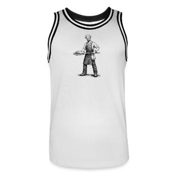 Baker Vintage Illustration Black and White - Men's Basketball Jersey - white/black - Front - AI Model Male 185 dark (185cm)