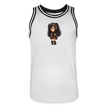 Steampunk chibi Luna mit Lila Glanz - Männer Basketball-Trikot - Weiß/Schwarz - Vorne - AI Model Male 185 dark (185cm)