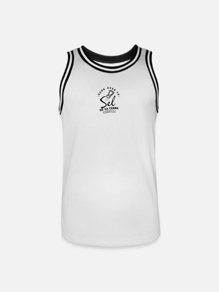 Embleme Circulaire Plume Stylisee - Maillot de basket Homme - blanc/noir