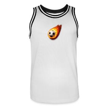 Flaming Soccer Ball - Men's Basketball Jersey - white/black - Front - AI Model Male 185 dark (185cm)