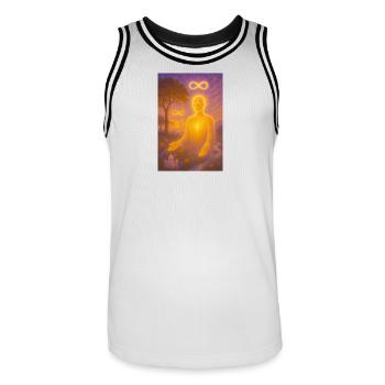 Aura of Infinity - Men's Basketball Jersey - white/black - Front - AI Model Male 185 dark (185cm)