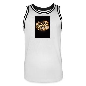Golden Beautiful Blossom Magic - Men's Basketball Jersey - white/black - Front - AI Model Male 185 dark (185cm)