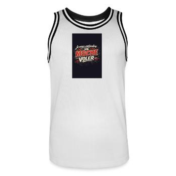 Je veux entendre UN MOCHE VOLER - Maillot de basket Homme - blanc/noir - Devant - AI Model Male 185 dark (185cm)