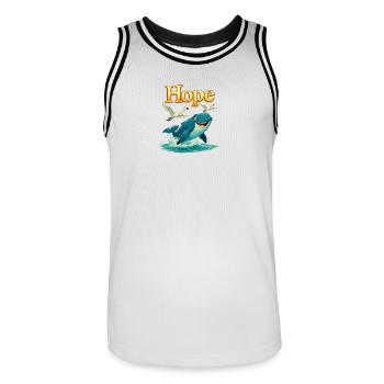 Hope by the Sea Whale - Men's Basketball Jersey - white/black - Front - AI Model Male 185 dark (185cm)