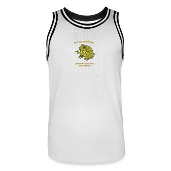 Frosch Sprüche Problemo Remix - Männer Basketball-Trikot - Weiß/Schwarz - Vorne - AI Model Male 185 dark (185cm)