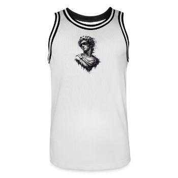 Statue classique Purple Glitch - Maillot de basket Homme - blanc/noir - Devant - AI Model Male 185 dark (185cm)