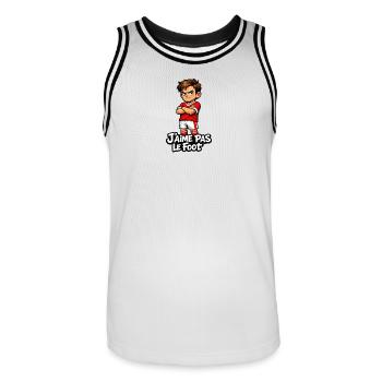 I don't like football - Men's Basketball Jersey - white/black - Front - AI Model Male 185 dark (185cm)