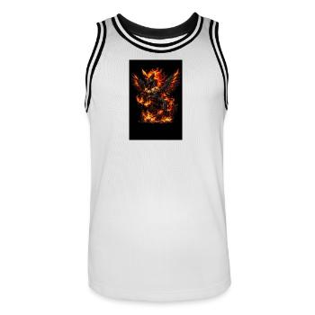 Pégase de feu avec couronne de fleurs - Maillot de basket Homme - blanc/noir - Devant - AI Model Male 185 dark (185cm)