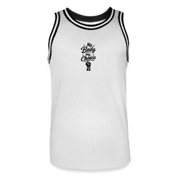 Mon corps, mon choix - Maillot de basket Homme - blanc/noir - Devant - AI Model Male 185 dark (185cm)