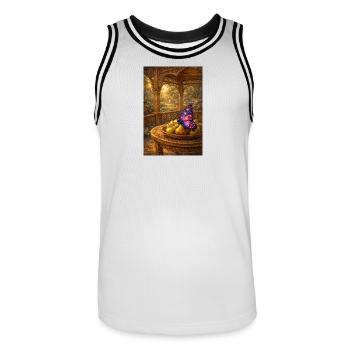Butterfly of Eternal Orchard – World of the Sun - Men's Basketball Jersey - white/black - Front - AI Model Male 185 dark (185cm)
