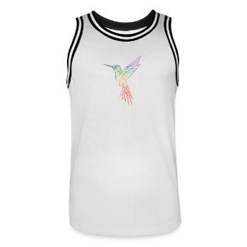 Colibri origami arc-en-ciel - Maillot de basket Homme - blanc/noir - Devant - AI Model Male 185 dark (185cm)