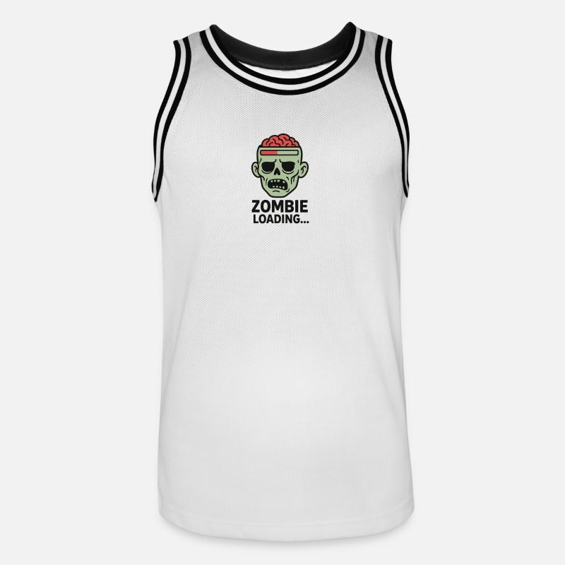 Zombie Loading Skull Graphic - Men's Basketball Jersey - white/black