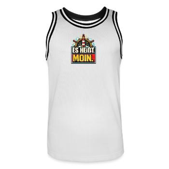 It's called Moin - Maritime Greeting - Men's Basketball Jersey - white/black - Front - AI Model Male 185 dark (185cm)