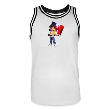 Bonjour Garçon Coq Français - Maillot de basket Homme - blanc/noir - Devant - AI Model Male 185 dark (185cm)
