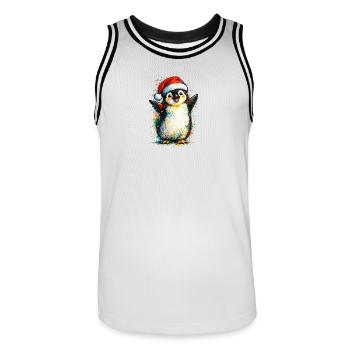 fröhlicher Weihnachtspinguin - Männer Basketball-Trikot - Weiß/Schwarz - Vorne - AI Model Male 185 dark (185cm)