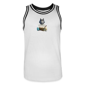 Bücherwolf: Stolz aufs Lesen - Männer Basketball-Trikot - Weiß/Schwarz - Vorne - AI Model Male 185 dark (185cm)