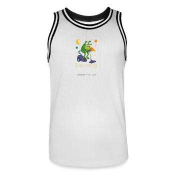 Das verrückte Frosch-Pizza im All - Männer Basketball-Trikot - Weiß/Schwarz - Vorne - AI Model Male 185 dark (185cm)