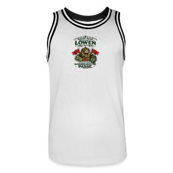 Löwe und marokkanische Pässe - Männer Basketball-Trikot - Weiß/Schwarz - Vorne - AI Model Male 185 dark (185cm)