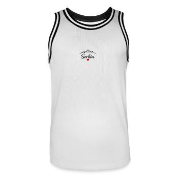Souvenir de design de voyage en Serbie : vacances dans les Balkans - Maillot de basket Homme - blanc/noir - Devant - AI Model Male 185 dark (185cm)