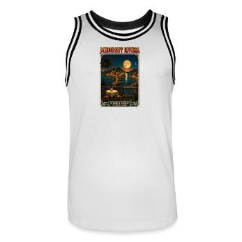 Nuits d’été sur la Riviera de minuit - Maillot de basket Homme - blanc/noir - Devant - AI Model Male 185 dark (185cm)
