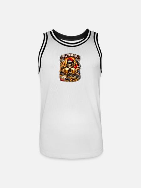 Vollgas Schädel Motorrad Party - Männer Basketball-Trikot - Weiß/Schwarz
