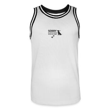 Sorry I Have Plans With My Dog - Men's Basketball Jersey - white/black - Front - AI Model Male 185 dark (185cm)