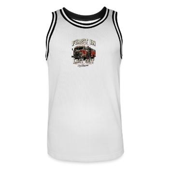 Fire Truck 24 Design - Premier entré dernier - Maillot de basket Homme - blanc/noir - Devant - AI Model Male 185 dark (185cm)