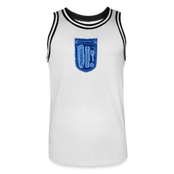 X-ray Tool Shield Motif - Men's Basketball Jersey - white/black - Front - AI Model Male 185 dark (185cm)