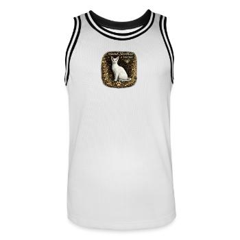 Décoration Orientale Shorthair Maman Chat - Maillot de basket Homme - blanc/noir - Devant - AI Model Male 185 dark (185cm)