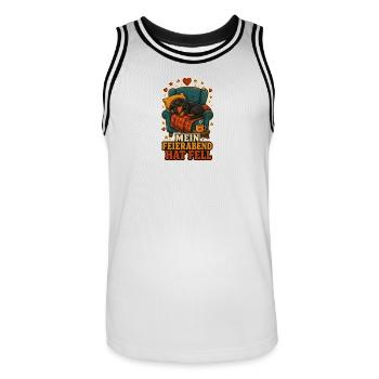 Mein Feierabend hat Fell - Männer Basketball-Trikot - Weiß/Schwarz - Vorne - AI Model Male 185 dark (185cm)