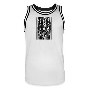 Abstract Mechanics Black and White - Men's Basketball Jersey - white/black - Front - AI Model Male 185 dark (185cm)