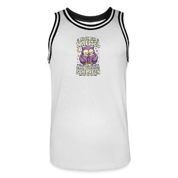 Noch ein Kapitel – Lese-Eule - Männer Basketball-Trikot - Weiß/Schwarz - Vorne - AI Model Male 185 dark (185cm)