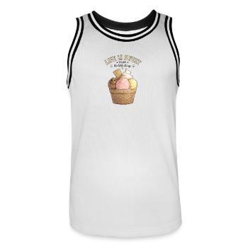 La vie est douce dans le panier de glaces - Maillot de basket Homme - blanc/noir - Devant - AI Model Male 185 dark (185cm)