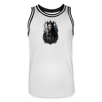 Zwischen Leben und Tod  - Männer Basketball-Trikot - Weiß/Schwarz - Vorne - AI Model Male 185 dark (185cm)