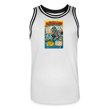 Der Schwimmer – nur noch eine Bahn - Männer Basketball-Trikot - Weiß/Schwarz - Vorne - AI Model Male 185 dark (185cm)