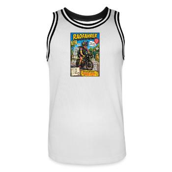 Der Radfahrer – nur noch eine kleine Runde - Männer Basketball-Trikot - Weiß/Schwarz - Vorne - AI Model Male 185 dark (185cm)