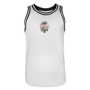 Das_Leben_ist_besser_mit_Poten - Maillot de basket Homme - blanc/noir - Devant - AI Model Male 185 dark (185cm)