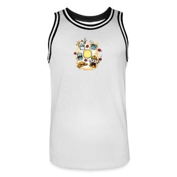 Cosmos du café de la joie matinale - Maillot de basket Homme - blanc/noir - Devant - AI Model Male 185 dark (185cm)