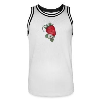 Rêve de fraise avec floraison - Maillot de basket Homme - blanc/noir - Devant - AI Model Male 185 dark (185cm)