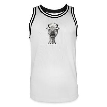 Du Esel – Lächelnder Eselkopf - Männer Basketball-Trikot - Weiß/Schwarz - Vorne - AI Model Male 185 dark (185cm)