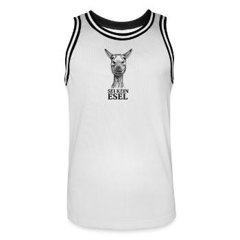 Sei Kein Esel – Karikatur - Männer Basketball-Trikot - Weiß/Schwarz - Vorne - AI Model Male 185 dark (185cm)