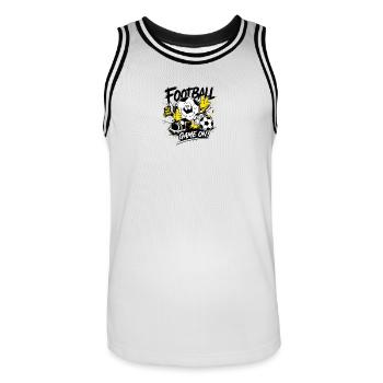 Jeu sur l’aventure footballisée - Maillot de basket Homme - blanc/noir - Devant - AI Model Male 185 dark (185cm)