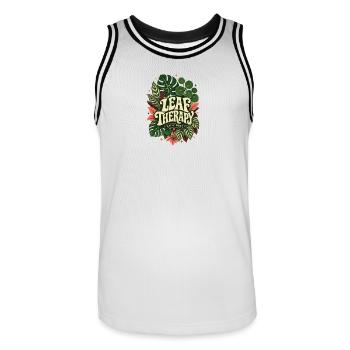 Leaf Therapy – Daily Dose Pflanzen Statement - Männer Basketball-Trikot - Weiß/Schwarz - Vorne - AI Model Male 185 dark (185cm)