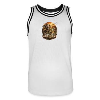 Gone Fishin: Elefant am Angeln - Männer Basketball-Trikot - Weiß/Schwarz - Vorne - AI Model Male 185 dark (185cm)