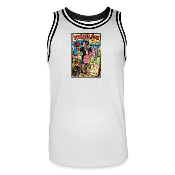 Schürzenjäger – Charmant auf Komplimentenjagd - Männer Basketball-Trikot - Weiß/Schwarz - Vorne - AI Model Male 185 dark (185cm)