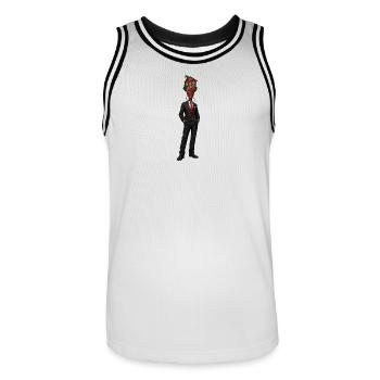 Surreales Anzugportrait mit Farbmaske - Männer Basketball-Trikot - Weiß/Schwarz - Vorne - AI Model Male 185 dark (185cm)